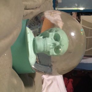 Mint green skull snow globe